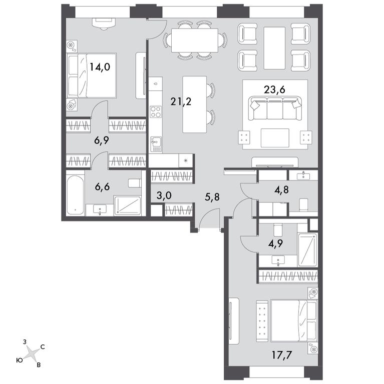 3-BD Apartment Sale, 112.6平方米 at Sydney Prime, Shenogina Street, Moscow, Russia #1