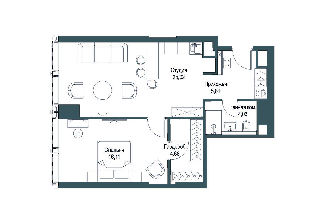 1-BD Apartment Sale, 55.65 sq. m. at Famous, Bagrationovsky Drive, 5к2, Moscow, Russia #2