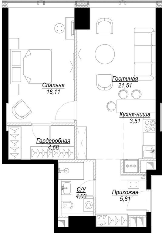 1-BD Apartment Sale, 55.65 sq. m. at Famous, Bagrationovsky Drive, 5к2, Moscow, Russia #1