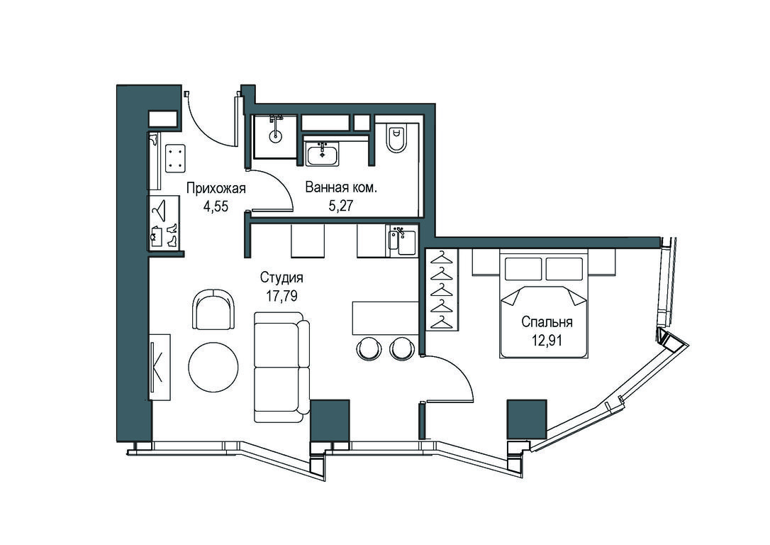 1-BD Apartment Sale, 40.53 sq. m. at Famous, Bagrationovsky Drive, 5к2, Moscow, Russia #2 1-BD Apartment Sale, 40.53 sq. m. at Famous, Bagrationovsky Drive, 5к2, Moscow, Russia #2