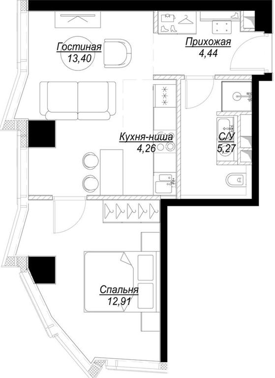 1-BD Apartment Sale, 40.53 sq. m. at Famous, Bagrationovsky Drive, 5к2, Moscow, Russia #1 1-BD Apartment Sale, 40.53 sq. m. at Famous, Bagrationovsky Drive, 5к2, Moscow, Russia #1