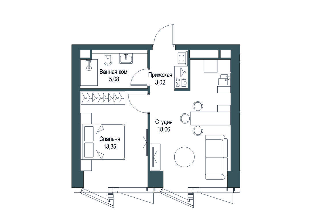 1-BD Apartment Sale, 39.51 sq. m. at Famous, Bagrationovsky Drive, 5к2, Moscow, Russia #2 1-BD Apartment Sale, 39.51 sq. m. at Famous, Bagrationovsky Drive, 5к2, Moscow, Russia #2
