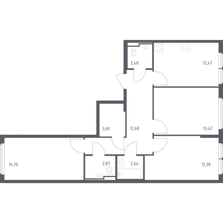 2-BD Apartment Sale, 78.33 sq. m. at Ostafevo, Ostafyevskoe Highway, 12к1, Ryazanovskoe Settlement, Moscow, Russia #1 2-BD Apartment Sale, 78.33 sq. m. at Ostafevo, Ostafyevskoe Highway, 12к1, Ryazanovskoe Settlement, Moscow, Russia #1