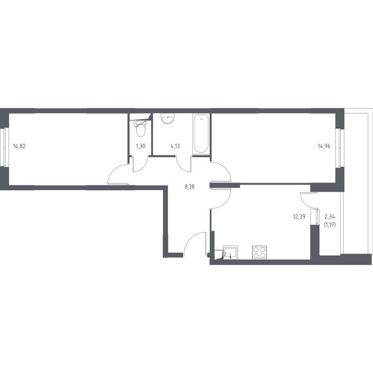 1-BD Apartment Sale, 57.6 sq. m. at Tomilino Park, 1-y kvartal, posyolok Zhilino-1, Lubertsy City District, Moscow Region, Russia #1