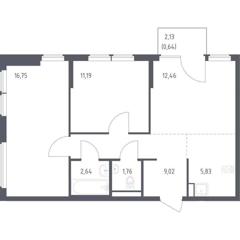 1-BD Apartment Sale, 60.29 sq. m. at Ostafevo, Ostafyevskoe Highway, 12к1, Ryazanovskoe Settlement, Moscow, Russia #1