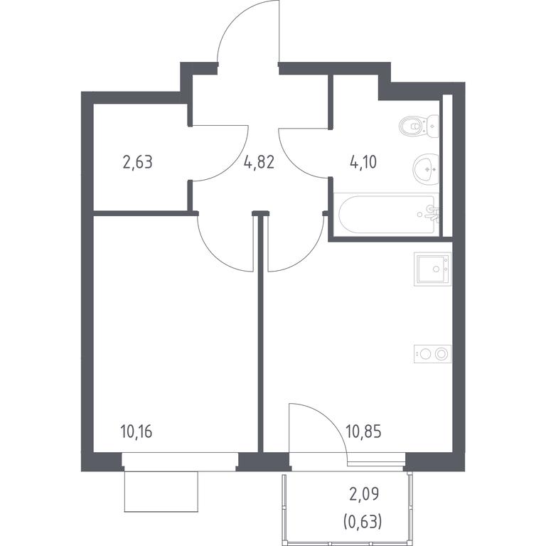 Apartment Sale, 33.19 sq. m. at Gorki Park, Shkolnaya ulitsa, 2, derevnya Korobovo, Leninskiy City District, Moscow Region, Russia #1