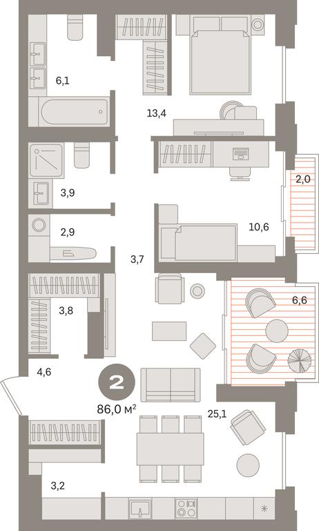 2-BD Apartment Sale, 86.1 sq. m. at Kvartal «MONS», Ogorodny Drive, Moscow, Russia #1 2-BD Apartment Sale, 86.1 sq. m. at Kvartal «MONS», Ogorodny Drive, Moscow, Russia #1