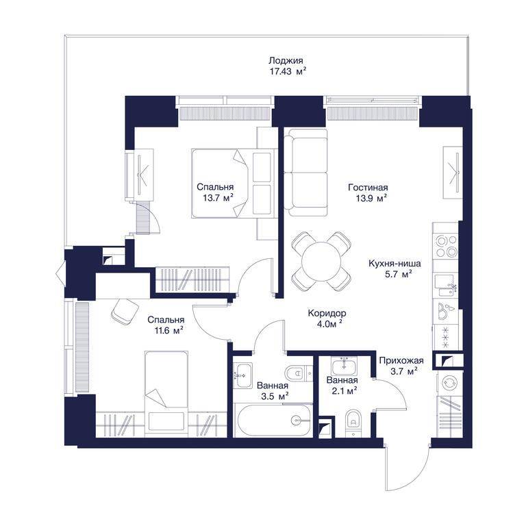2-BD Apartment Sale, 66.29平方米 at Jois, 3rd Silikatny Drive, 10, Moscow, Russia #1 2-BD Apartment Sale, 66.29平方米 at Jois, 3rd Silikatny Drive, 10, Moscow, Russia #1