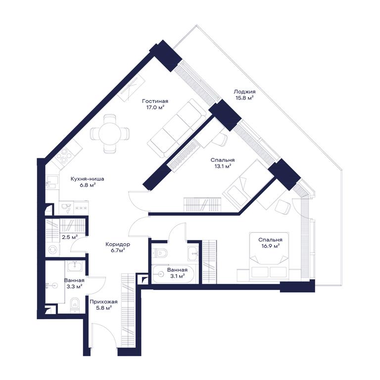 2-BD Apartment Sale, 82.4平方米 at Jois, 3rd Silikatny Drive, 10, Moscow, Russia #1 2-BD Apartment Sale, 82.4平方米 at Jois, 3rd Silikatny Drive, 10, Moscow, Russia #1