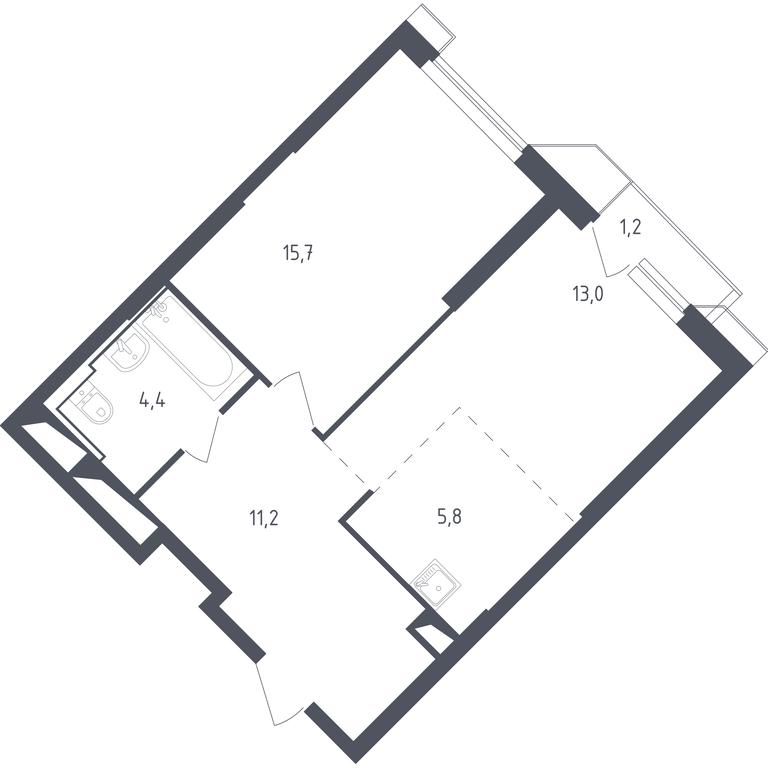Продажа квартиры, 52,12 м² в ЖК «Спутник», улица Липовой Рощи, 1к4, деревня Раздоры, Одинцовский городской округ, Московская область, Россия #1