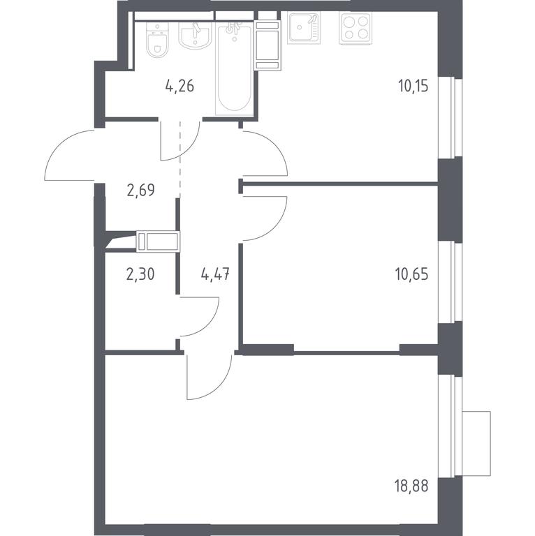 1-BD Apartment Sale, 53.4 sq. m. at Piatnitskie Luga, Pyatnitskoye Highway, 2, derevnya Yurlovo, Solnechnogorsk City District, Moscow Region, Russia #1