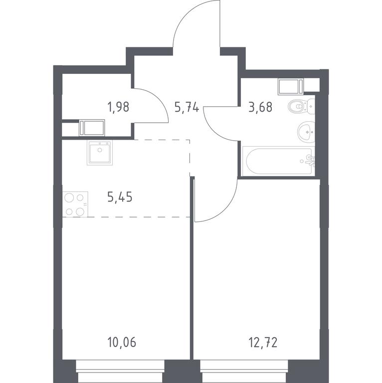 Apartment Sale, 39.63 sq. m. at Eko Bunino, prospekt Kuprina, 34к1, Sosenskoye Settlement, Moscow, Russia #1