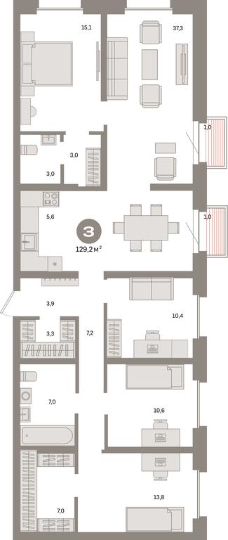 3-BD Apartment Sale, 129.2 sq. m. at Kvartal Metronom, Tagilskaya Street, Moscow, Russia #1 3-BD Apartment Sale, 129.2 sq. m. at Kvartal Metronom, Tagilskaya Street, Moscow, Russia #1