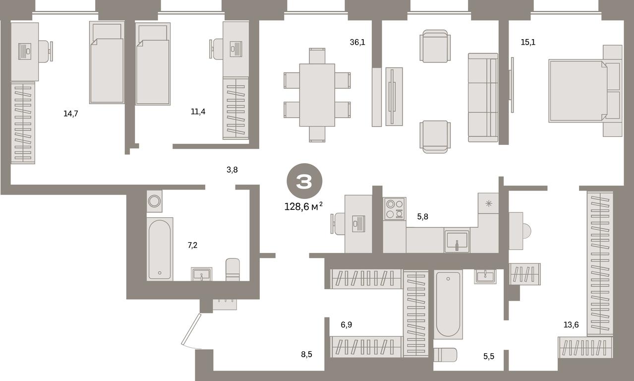 3-BD Apartment Sale, 128.6平方米 at Kvartal Metronom, Tagilskaya Street, Moscow, Russia #1 3-BD Apartment Sale, 128.6平方米 at Kvartal Metronom, Tagilskaya Street, Moscow, Russia #1
