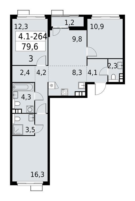 3-BD Apartment Sale, 79.6平方米 at Yzhnye Sady, Yuzhnye Sady Residential Complex, Moscow, Russia #1 3-BD Apartment Sale, 79.6平方米 at Yzhnye Sady, Yuzhnye Sady Residential Complex, Moscow, Russia #1