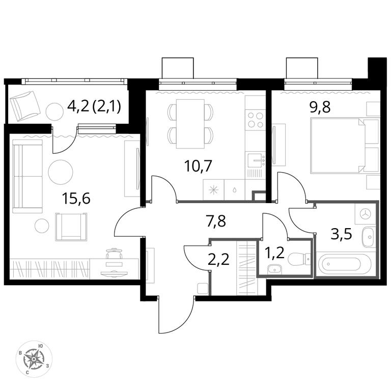 2-BD Apartment Sale, 52.9 sq. m. at Pervyi Lermontovskiy, zhiloy kompleks 1-y Lermontovskiy, Lyubertsy, Moscow Region, Russia #1