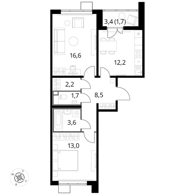 2-BD Apartment Sale, 59.3 sq. m. at Pervyi Lermontovskiy, zhiloy kompleks 1-y Lermontovskiy, Lyubertsy, Moscow Region, Russia #1 2-BD Apartment Sale, 59.3 sq. m. at Pervyi Lermontovskiy, zhiloy kompleks 1-y Lermontovskiy, Lyubertsy, Moscow Region, Russia #1