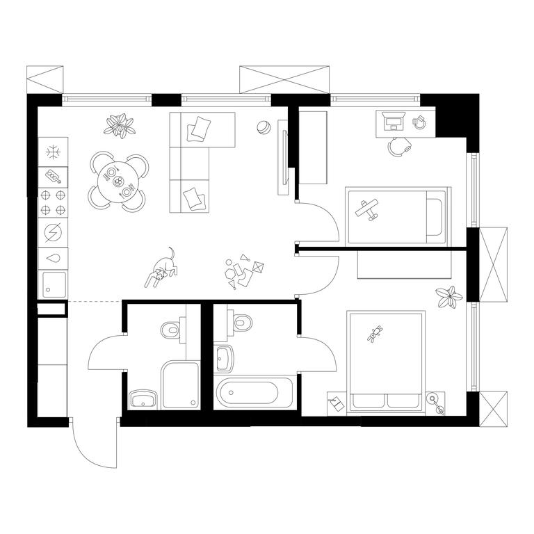 2-BD Apartment Sale, 49.9平方米 at Plehanova 11, Plekhanova Street, 13с6, Moscow, Russia #2