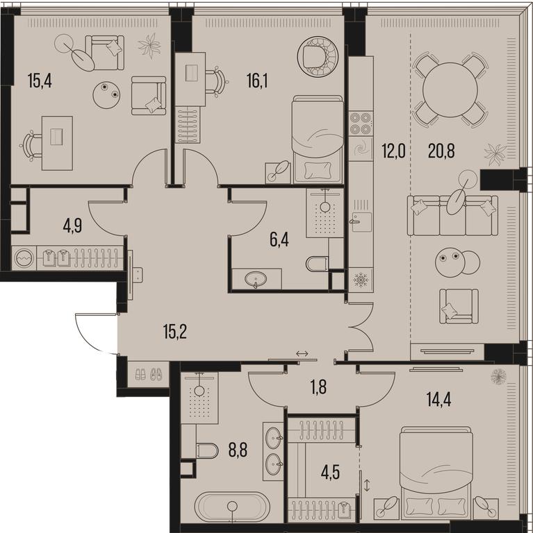 3-BD Apartment Sale, 120.3平方米 at High Life, Letnikovskaya Street, 11/10с1, Moscow, Russia #1 3-BD Apartment Sale, 120.3平方米 at High Life, Letnikovskaya Street, 11/10с1, Moscow, Russia #1