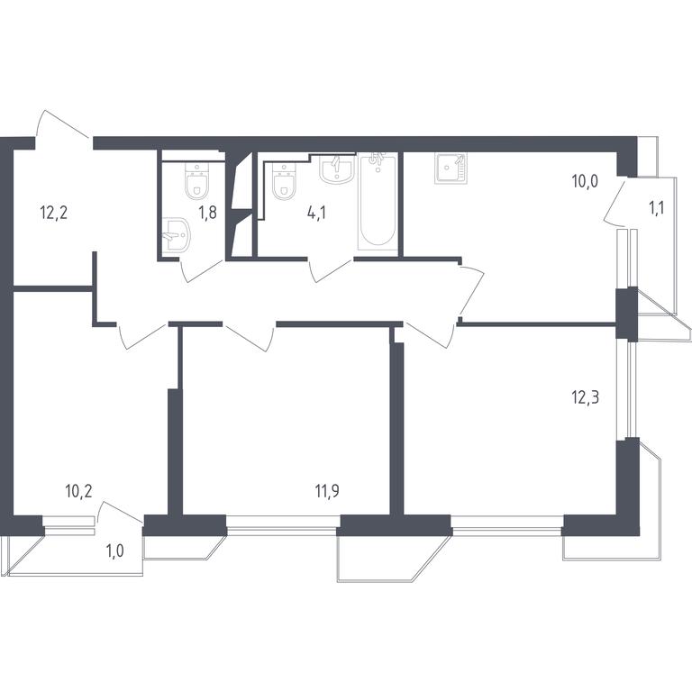 2-BD Apartment Sale, 65.12 sq. m. at Sputnik, Lipovoy Roschi Street, 1к4, derevnya Razdory, Odintsovskiy City District, Moscow Region, Russia #1
