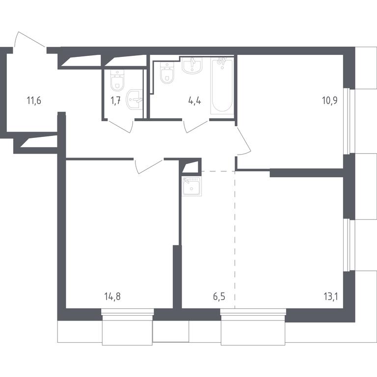 1-BD Apartment Sale, 63.31平方米 at Sputnik, Lipovoy Roschi Street, 1к4, derevnya Razdory, Odintsovskiy City District, Moscow Region, Russia #1 1-BD Apartment Sale, 63.31平方米 at Sputnik, Lipovoy Roschi Street, 1к4, derevnya Razdory, Odintsovskiy City District, Moscow Region, Russia #1