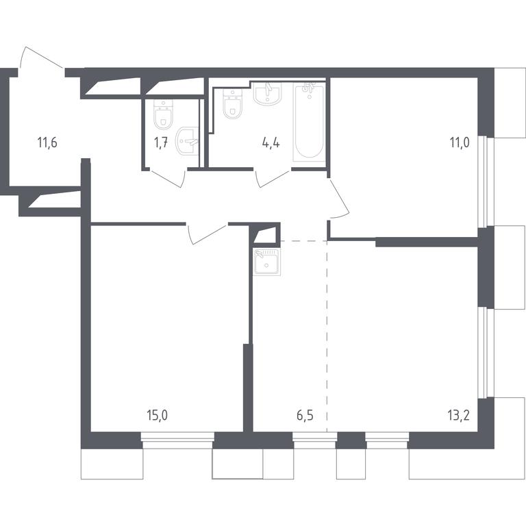1-BD Apartment Sale, 63.79 sq. m. at Sputnik, Lipovoy Roschi Street, 1к4, derevnya Razdory, Odintsovskiy City District, Moscow Region, Russia #1 1-BD Apartment Sale, 63.79 sq. m. at Sputnik, Lipovoy Roschi Street, 1к4, derevnya Razdory, Odintsovskiy City District, Moscow Region, Russia #1