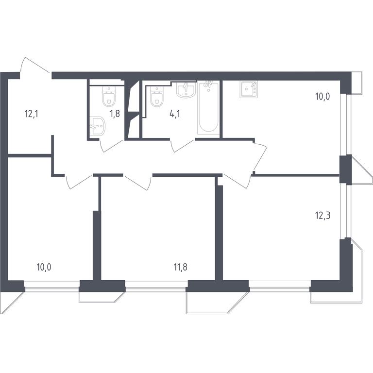 2-BD Apartment Sale, 61.67平方米 at Sputnik, Lipovoy Roschi Street, 1к4, derevnya Razdory, Odintsovskiy City District, Moscow Region, Russia #1