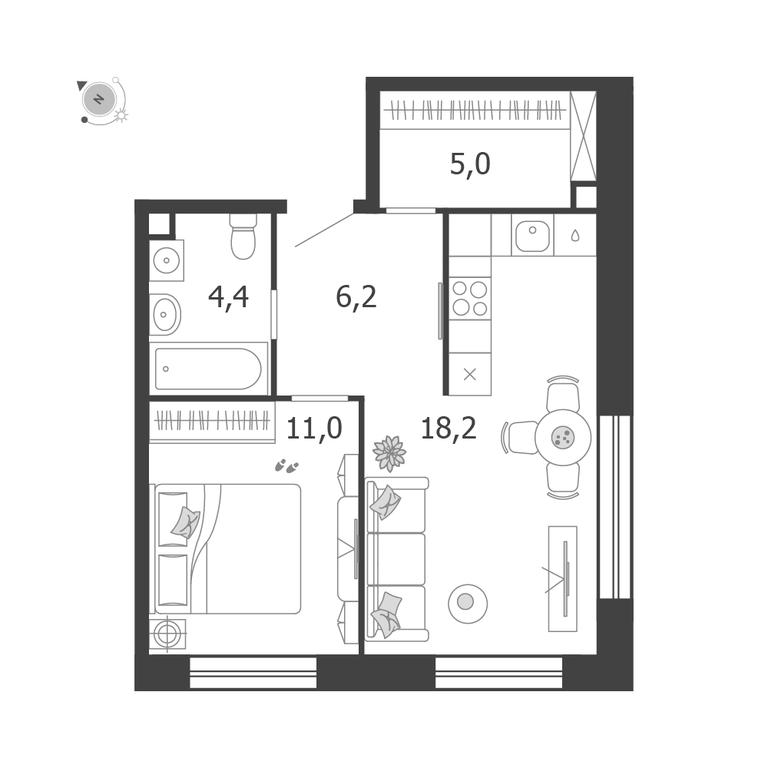 1-BD Apartment Sale, 44.8 sq. m. at Shagal, Автозаводская улица, 23, Москва, Россия #1 1-BD Apartment Sale, 44.8 sq. m. at Shagal, Автозаводская улица, 23, Москва, Россия #1