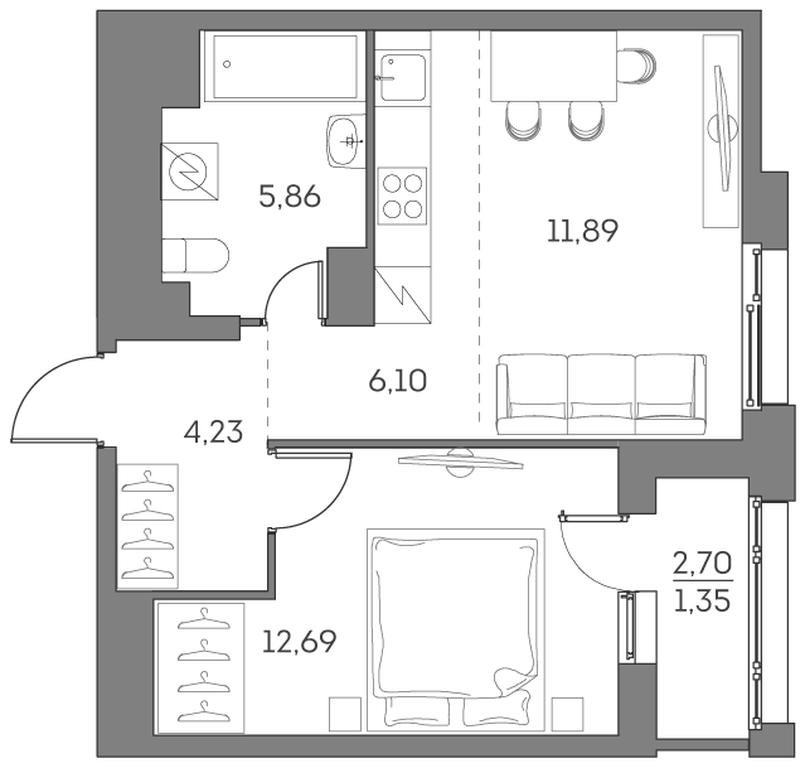 Apartment Sale, 42.12平方米 at Akvilon Beside 2 0, Ryazansky Avenue, Moscow, Russia #1
