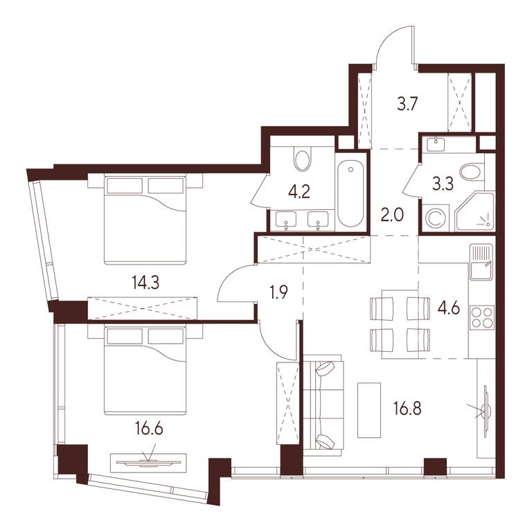 2-BD Apartment Sale, 67.4 sq. m. at INDY TOWERS (Indi Tauerz), Kuusinen Street, Moscow, Russia #1 2-BD Apartment Sale, 67.4 sq. m. at INDY TOWERS (Indi Tauerz), Kuusinen Street, Moscow, Russia #1