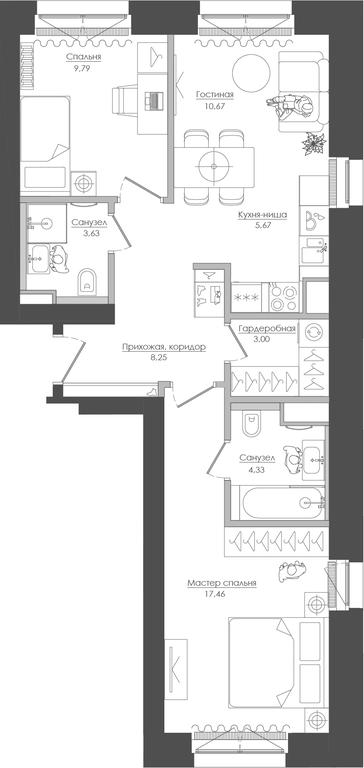 2-BD Apartment Sale, 62.58 sq. m. at Seliger City, Ilmenskiy Drive, 14к3, Moscow, Russia #1