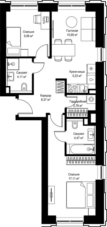 2-BD Apartment Sale, 62.58 sq. m. at Seliger City, Ilmenskiy Drive, 14к3, Moscow, Russia #2