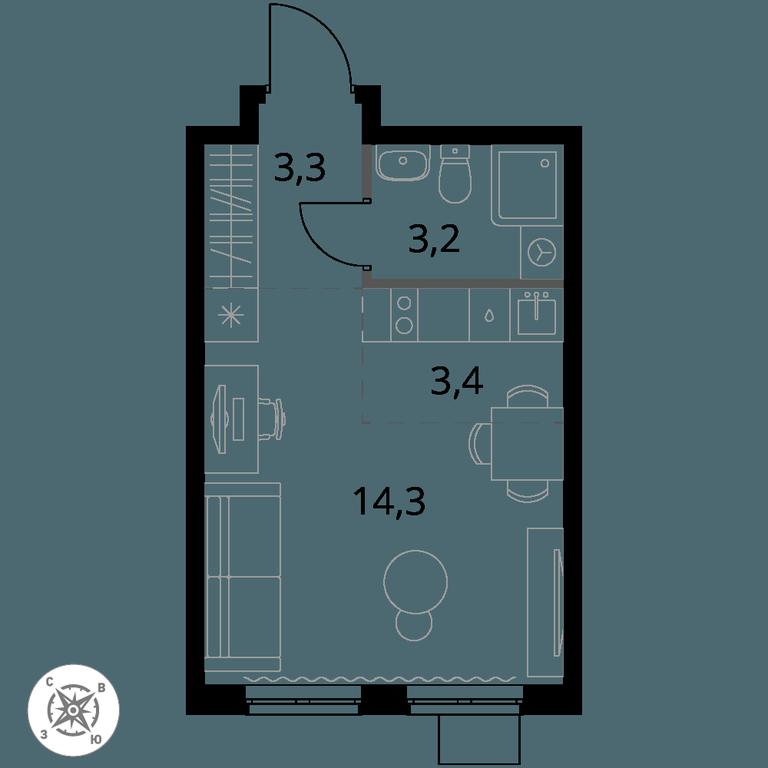 Apartment Sale, 24.2 sq. m. at Pervy Donskoj, zhiloy mikrorayon Sapronovo, derevnya Sapronovo, Leninskiy City District, Moscow Region, Russia #1 Apartment Sale, 24.2 sq. m. at Pervy Donskoj, zhiloy mikrorayon Sapronovo, derevnya Sapronovo, Leninskiy City District, Moscow Region, Russia #1