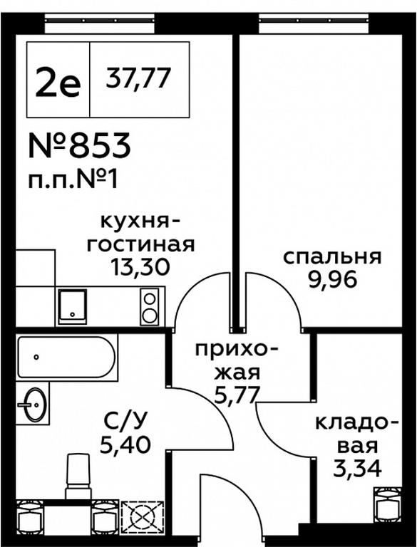 2-BD Apartment Sale, 37.71平方米 at Perets, Pyatnitskoye Highway, 58, Moscow, Russia #1
