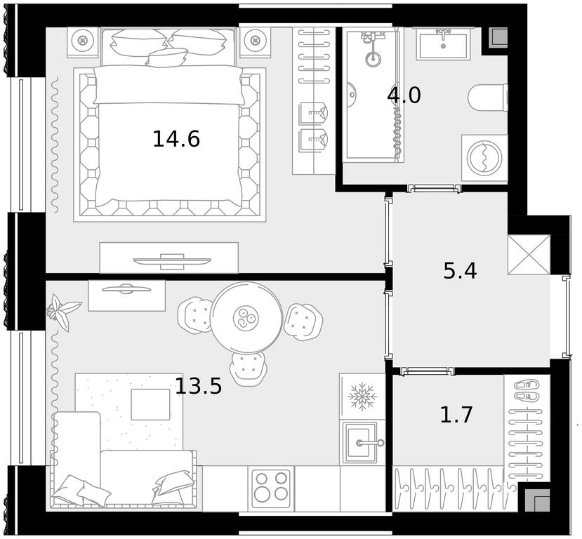 1-BD Apartment Sale, 39.2 sq. m. at Crystal, Generala Glagoleva Street, 16с1, Moscow, Russia #1