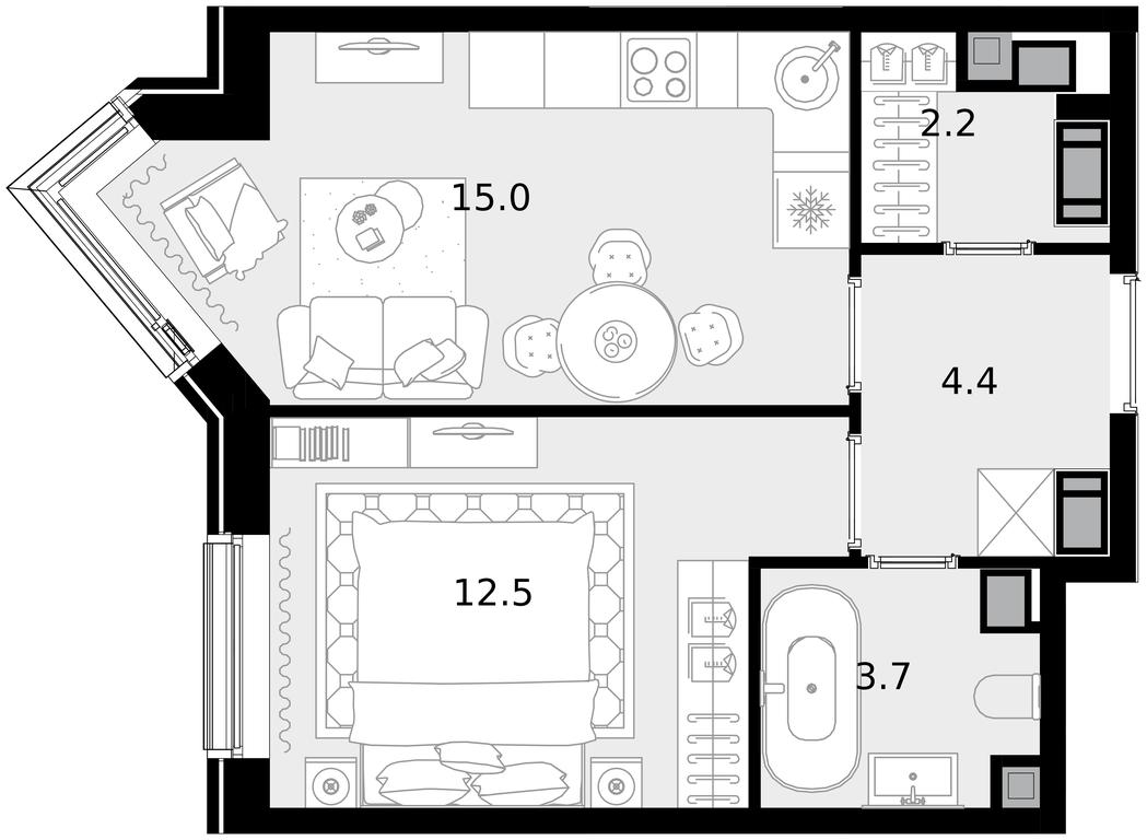 1-BD Apartment Sale, 37.8 sq. m. at Crystal, Generala Glagoleva Street, 16с1, Moscow, Russia #1 1-BD Apartment Sale, 37.8 sq. m. at Crystal, Generala Glagoleva Street, 16с1, Moscow, Russia #1