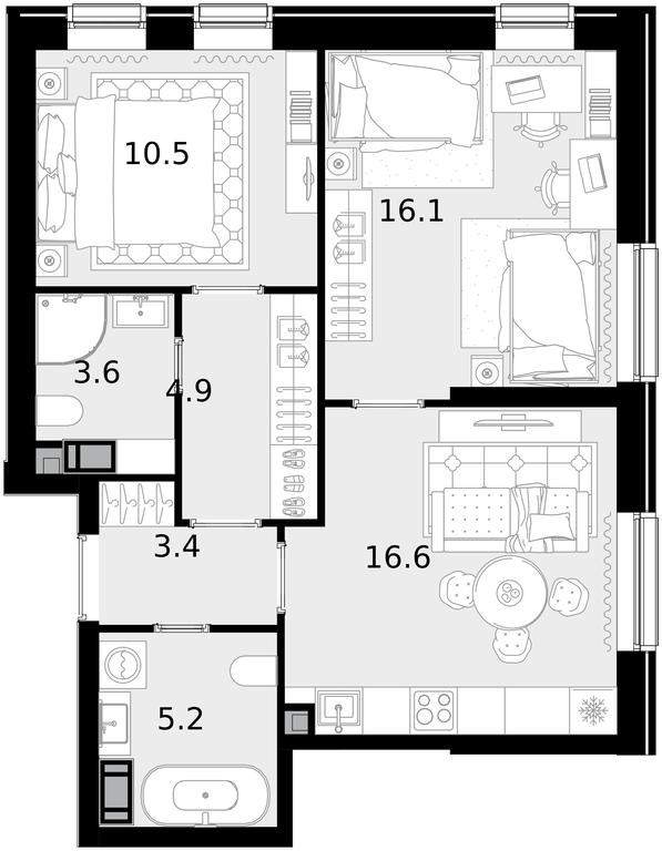 2-BD Apartment Sale, 60.6 sq. m. at Crystal, Generala Glagoleva Street, 16с1, Moscow, Russia #1 2-BD Apartment Sale, 60.6 sq. m. at Crystal, Generala Glagoleva Street, 16с1, Moscow, Russia #1