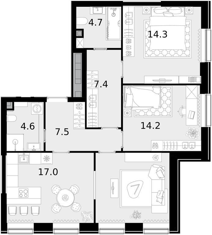 2-BD Apartment Sale, 86.4平方米 at Crystal, Generala Glagoleva Street, 16с1, Moscow, Russia #1 2-BD Apartment Sale, 86.4平方米 at Crystal, Generala Glagoleva Street, 16с1, Moscow, Russia #1