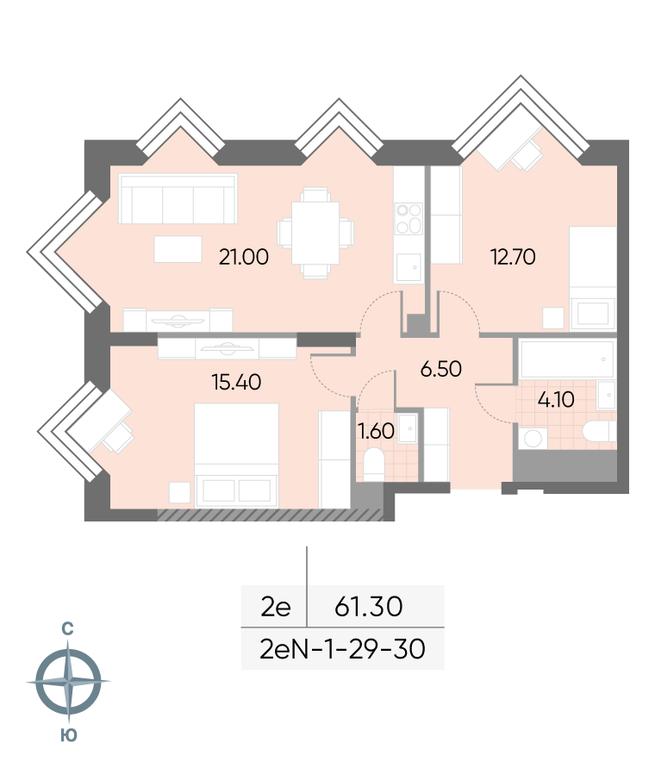 2-BD Apartment Sale, 61.3平方米 at Wave, Borisovskye Prudy Street, 1Б, Moscow, Russia #1 2-BD Apartment Sale, 61.3平方米 at Wave, Borisovskye Prudy Street, 1Б, Moscow, Russia #1