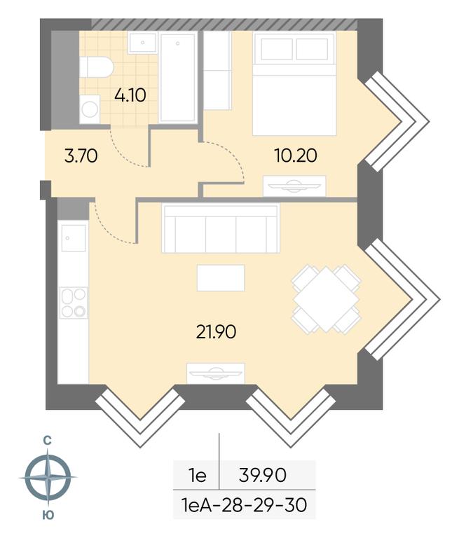 1-BD Apartment Sale, 39.9 sq. m. at Wave, Borisovskye Prudy Street, 1Б, Moscow, Russia #2 1-BD Apartment Sale, 39.9 sq. m. at Wave, Borisovskye Prudy Street, 1Б, Moscow, Russia #2