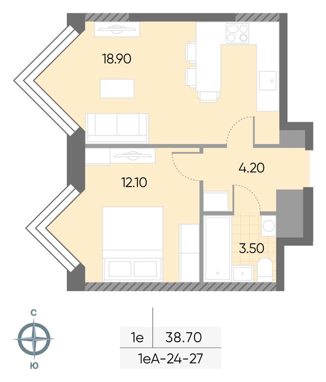1-BD Apartment Sale, 38.7 sq. m. at Wave, Borisovskye Prudy Street, 1Б, Moscow, Russia #1 1-BD Apartment Sale, 38.7 sq. m. at Wave, Borisovskye Prudy Street, 1Б, Moscow, Russia #1