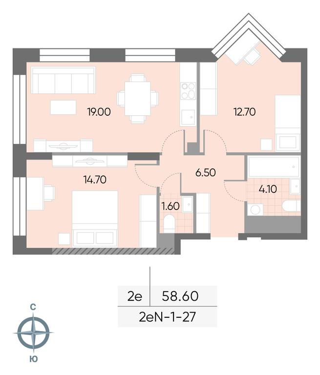 2-BD Apartment Sale, 58.6 sq. m. at Wave, Borisovskye Prudy Street, 1Б, Moscow, Russia #1 2-BD Apartment Sale, 58.6 sq. m. at Wave, Borisovskye Prudy Street, 1Б, Moscow, Russia #1