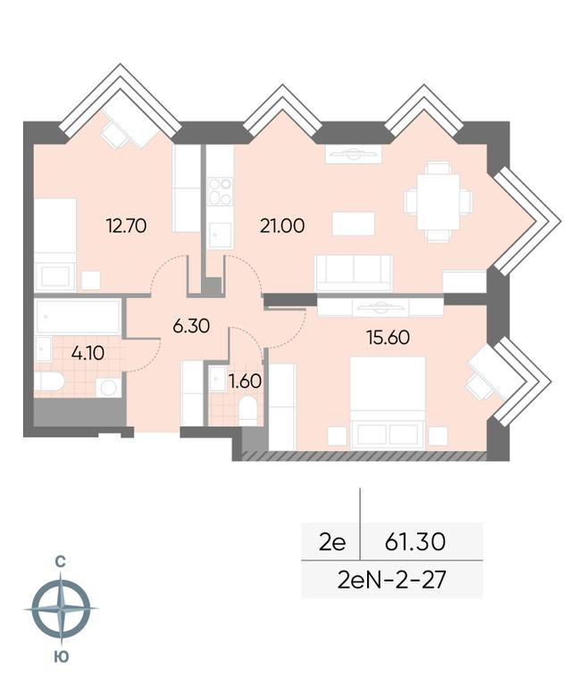 2-BD Apartment Sale, 61.3 sq. m. at Wave, Borisovskye Prudy Street, 1Б, Moscow, Russia #2