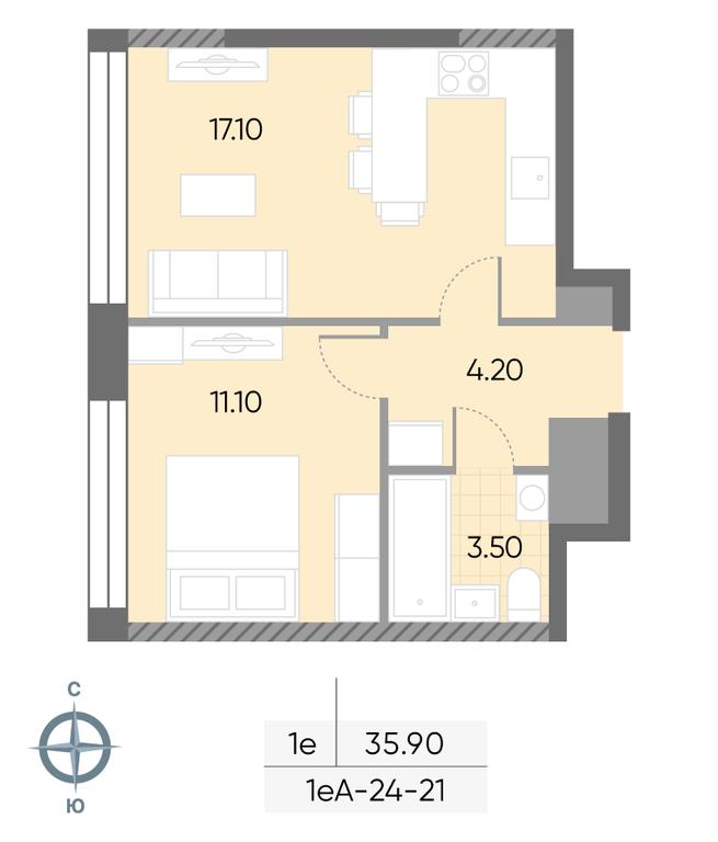 1-BD Apartment Sale, 35.9 sq. m. at Wave, Borisovskye Prudy Street, 1Б, Moscow, Russia #1 1-BD Apartment Sale, 35.9 sq. m. at Wave, Borisovskye Prudy Street, 1Б, Moscow, Russia #1