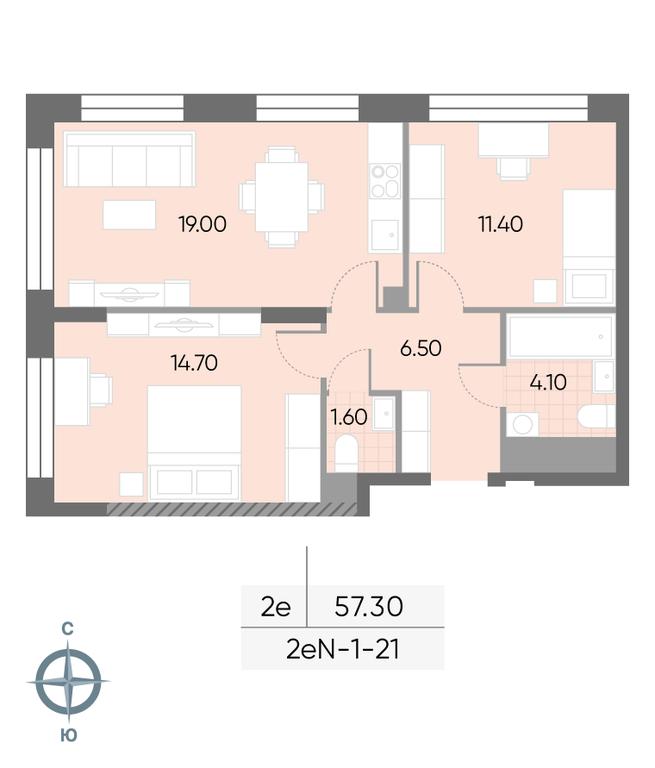 2-BD Apartment Sale, 57.3 sq. m. at Wave, Borisovskye Prudy Street, 1Б, Moscow, Russia #1 2-BD Apartment Sale, 57.3 sq. m. at Wave, Borisovskye Prudy Street, 1Б, Moscow, Russia #1
