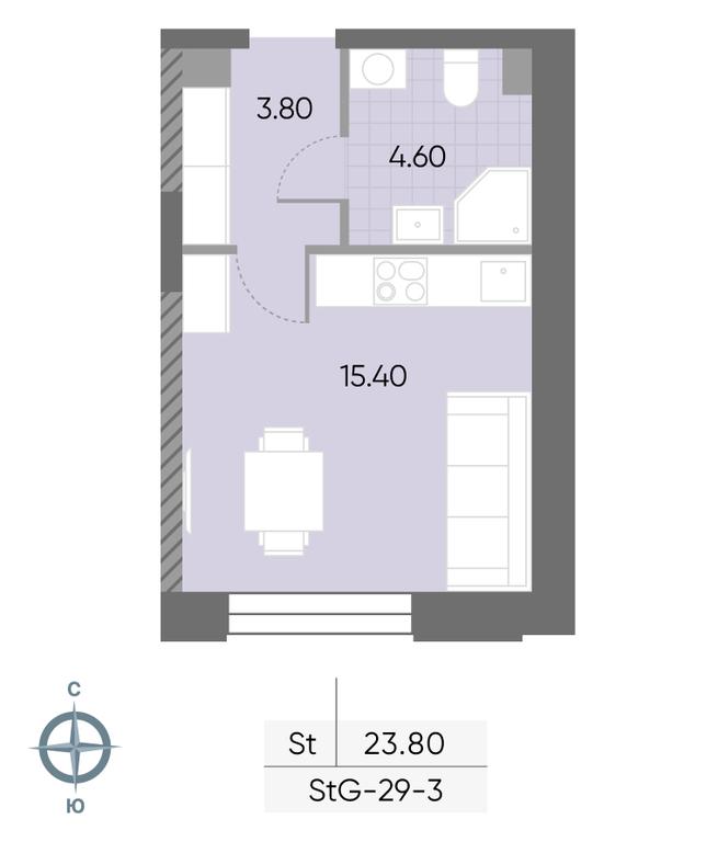 Apartment Sale, 23.8平方米 at Wave, Borisovskye Prudy Street, 1Б, Moscow, Russia #1