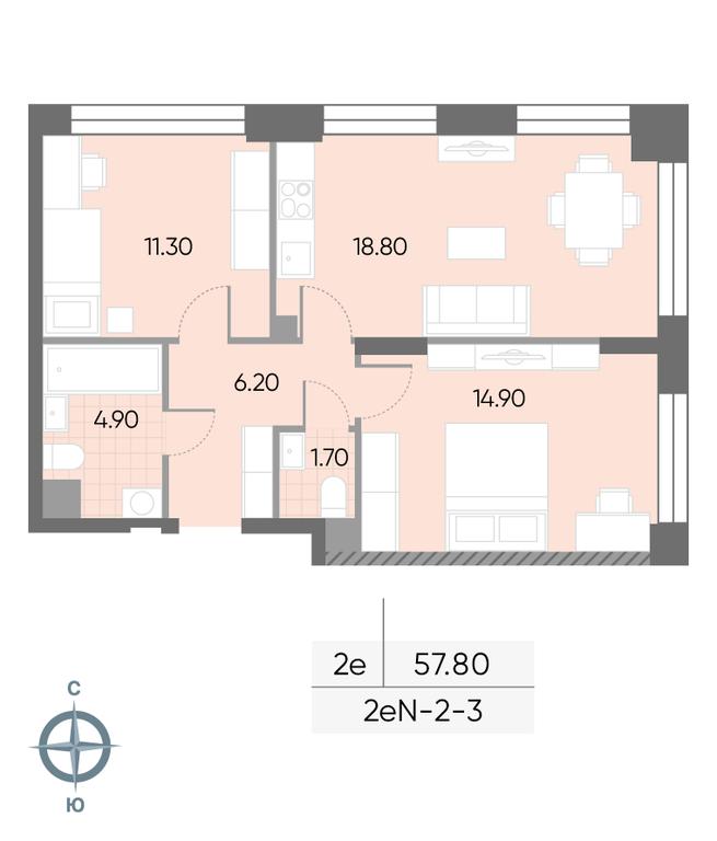2-BD Apartment Sale, 57.8 sq. m. at Wave, Borisovskye Prudy Street, 1Б, Moscow, Russia #1 2-BD Apartment Sale, 57.8 sq. m. at Wave, Borisovskye Prudy Street, 1Б, Moscow, Russia #1