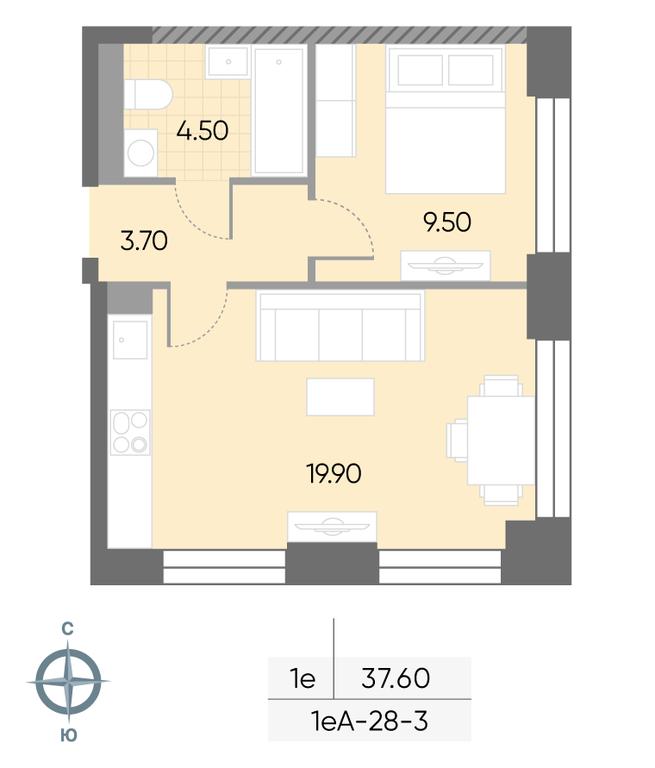 1-BD Apartment Sale, 37.6平方米 at Wave, Borisovskye Prudy Street, 1Б, Moscow, Russia #1 1-BD Apartment Sale, 37.6平方米 at Wave, Borisovskye Prudy Street, 1Б, Moscow, Russia #1