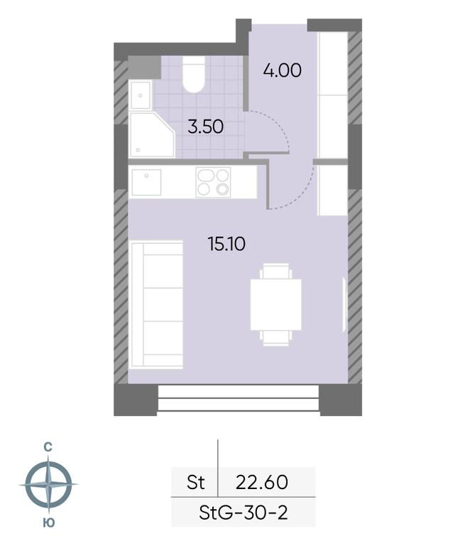 Apartment Sale, 22.6平方米 at Wave, Borisovskye Prudy Street, 1Б, Moscow, Russia #2