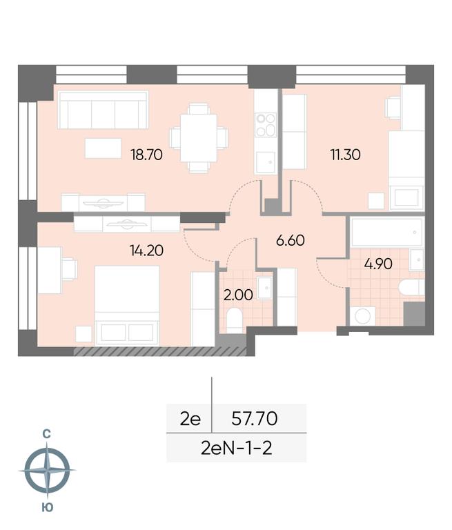 2-BD Apartment Sale, 57.7 sq. m. at Wave, Borisovskye Prudy Street, 1Б, Moscow, Russia #2 2-BD Apartment Sale, 57.7 sq. m. at Wave, Borisovskye Prudy Street, 1Б, Moscow, Russia #2